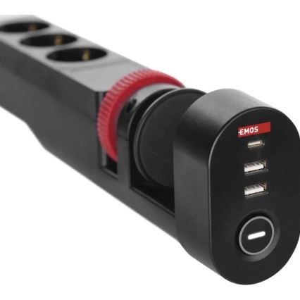 Podaljšek s priključkom na mizo 3Z + 3xUSB 1,5m črna