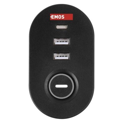 Podaljšek s priključkom na mizo 3Z + 3xUSB 1,5m črna