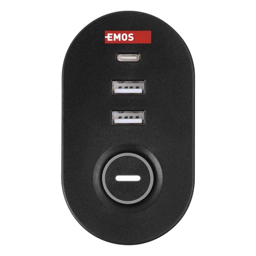 Podaljšek s priključkom na mizo 3Z + 3xUSB 1,5m črna