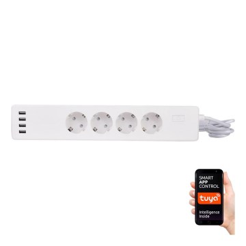 Podaljšek s stikalom 1,8 m + 4xUSB/Wi-Fi Tuya SCHUKO