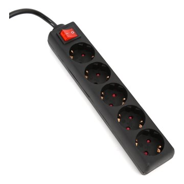 Podaljšek s stikalom 5Z Tip F 5 m SCHUKO črna
