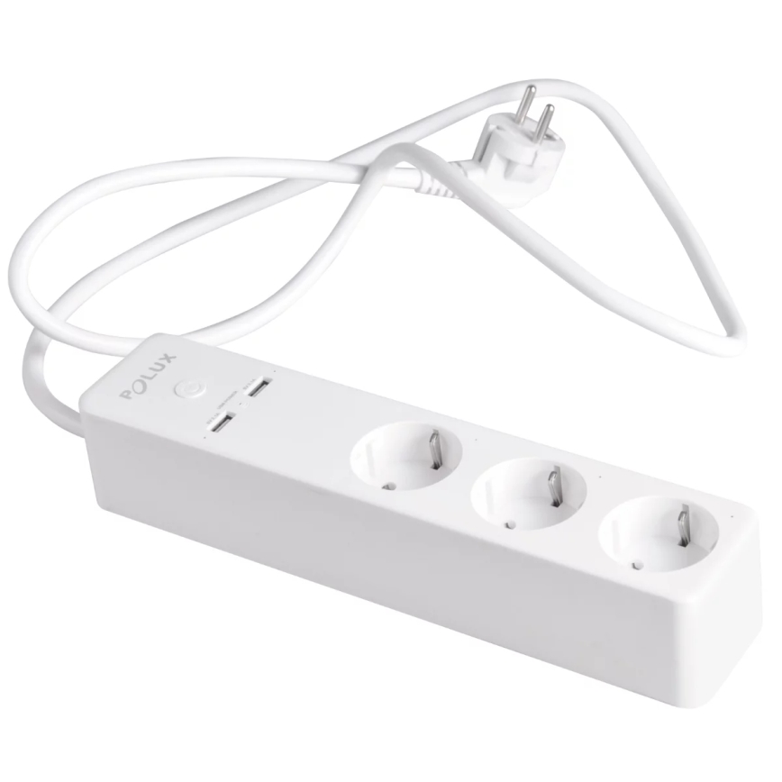 Podaljšek SMART s stikalom 1,5m + 2xUSB/Wi-Fi Tuya SCHUKO