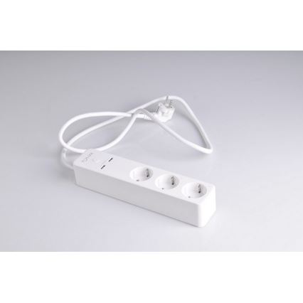 Podaljšek SMART s stikalom 1,5m + 2xUSB/Wi-Fi Tuya SCHUKO