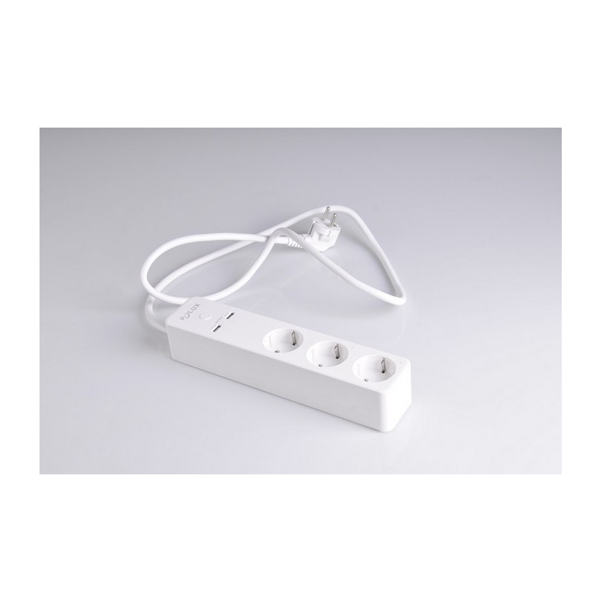 Podaljšek SMART s stikalom 1,5m + 2xUSB/Wi-Fi Tuya SCHUKO