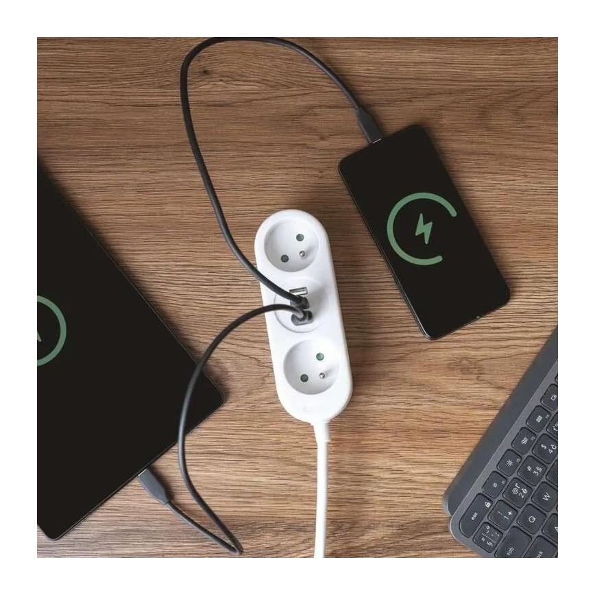 Podaljševalni kabel 2Z + 2x USB-A + USB-C 1,4 m