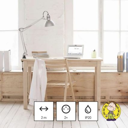 Podaljševalni kabel 2Z + 2x USB-A + USB-C 1,4 m