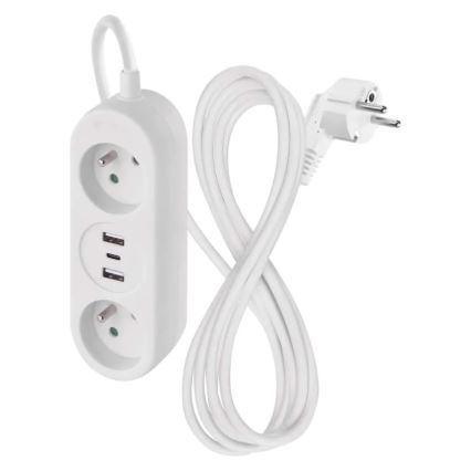 Podaljševalni kabel 2Z + 2x USB-A + USB-C 1,4 m