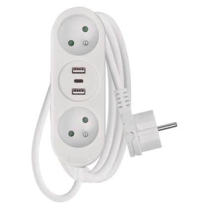 Podaljševalni kabel 2Z + 2x USB-A + USB-C 1,4 m