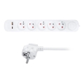 Podaljšni kabel 3 m s stikalom, 5 vtičnicami in USB A+C polnjenjem