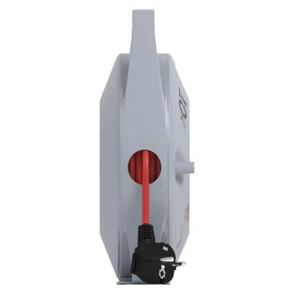 Podaljšni kabel na kolutu s 4 vtičnicami, 10 m, siv/rdeč