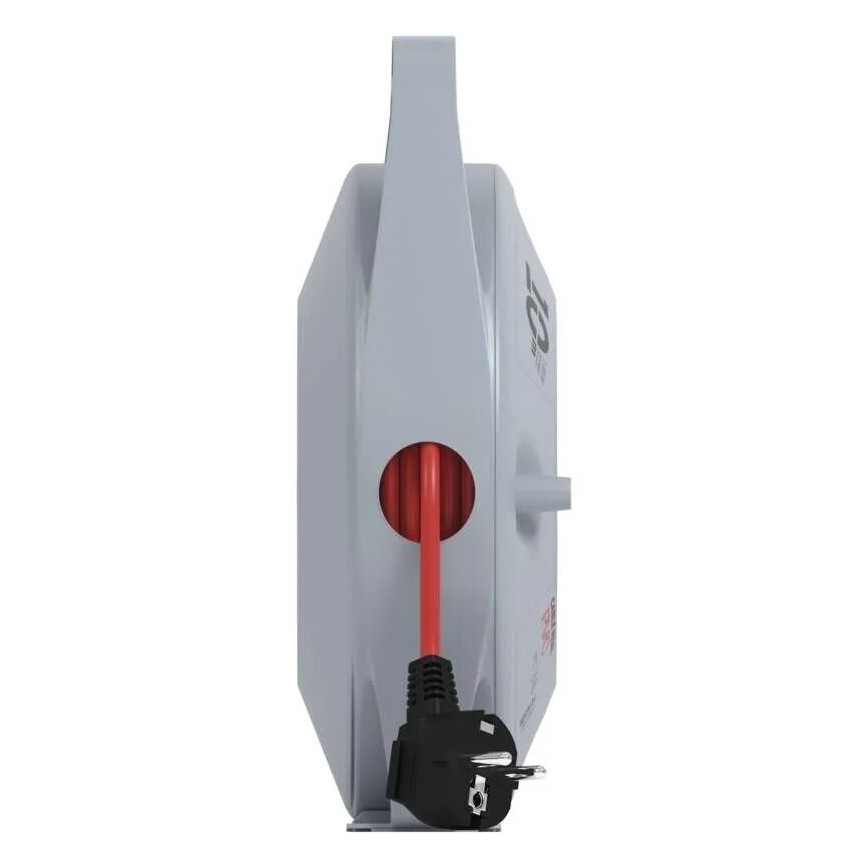 Podaljšni kabel na kolutu s 4 vtičnicami, 10 m, siv/rdeč