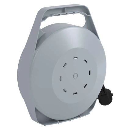 Podaljšni kabel na kolutu s 4 vtičnicami, 10 m, siv/rdeč