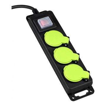 Podaljšni kabel s stikalom, 3 vtičnice, 10 m, IP44