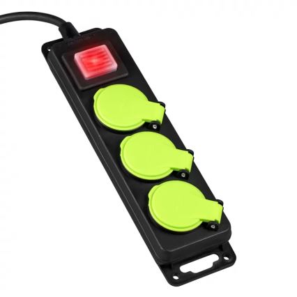 Podaljšni kabel s stikalom, 3 vtičnice, 10 m, IP44