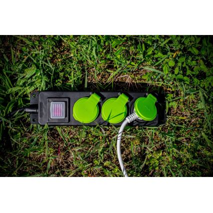 Podaljšni kabel s stikalom, 3 vtičnice, 20 m, IP44