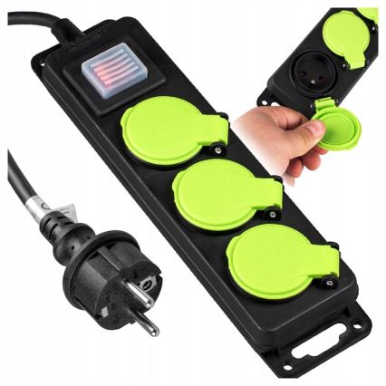 Podaljšni kabel s stikalom, 3 vtičnice, 20 m, IP44