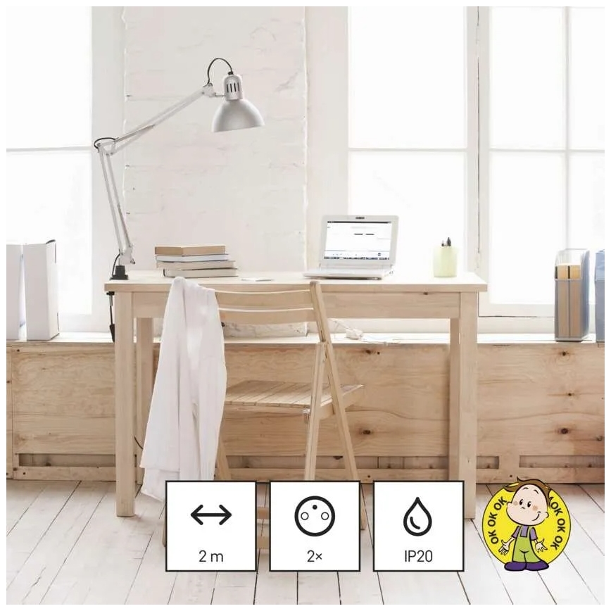 Podaljšni kabel z 2 vtičnicama + 2x USB-A + USB-C 1,4 m