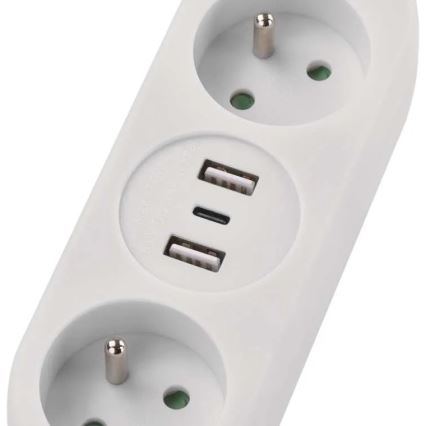 Podaljšni kabel z 2 vtičnicama + 2x USB-A + USB-C 1,4 m