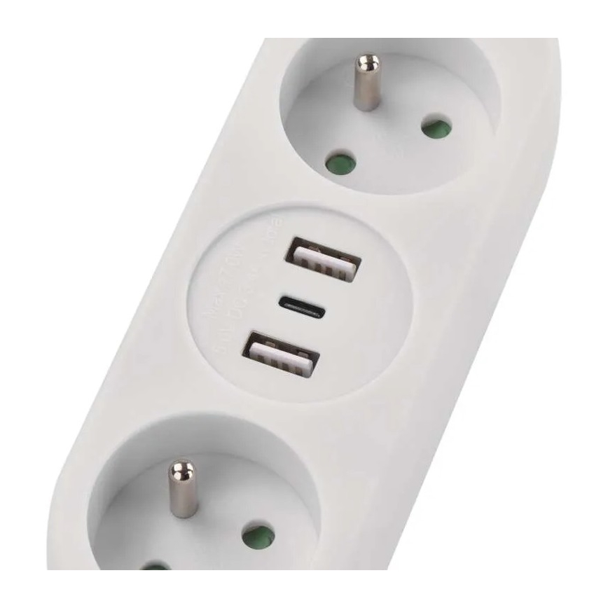 Podaljšni kabel z 2 vtičnicama + 2x USB-A + USB-C 1,4 m