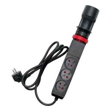 Podaljšni kabel z objemko za pritrditev na mizo, 3× vtičnice tipa E + 2× USB-A + 1× USB-C, 1,5 m, črna