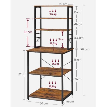 Polični regal MARGE rjav/črn