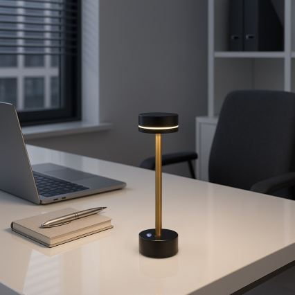 Polnilna LED namizna svetilka z zatemnjevanjem SAM LED/5W/5V 3600 mAh črna/zlata