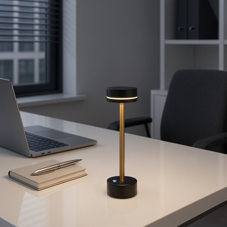 Polnilna LED namizna svetilka z zatemnjevanjem SAM LED/5W/5V 3600 mAh črna/zlata