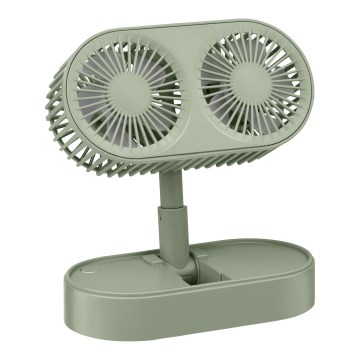 Polnilni namizni ventilator 3,7 V, 1200 mAh, zelen