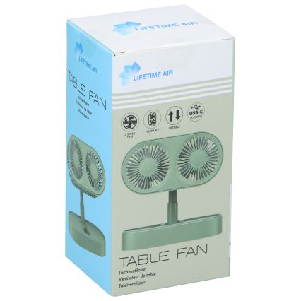 Polnilni namizni ventilator 3,7 V, 1200 mAh, zelen