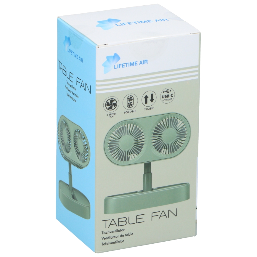 Polnilni namizni ventilator 3,7 V, 1200 mAh, zelen