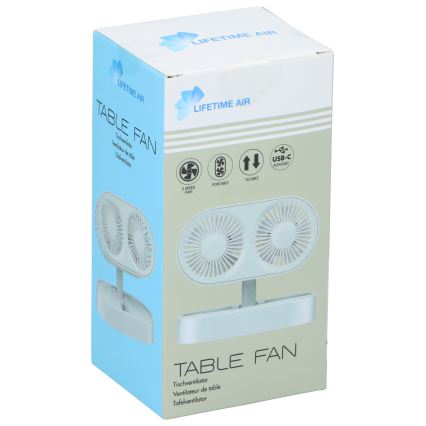 Polnilni namizni ventilator 3,7V 1200 mAh bela