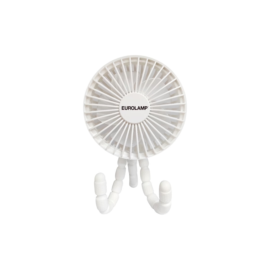 Polnilni namizni ventilator 3W/5V 1800 mAh, bel
