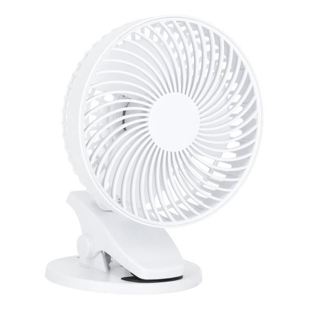 Polnilni namizni ventilator s sponko VIENTO 6W/5V 2000 mAh bela