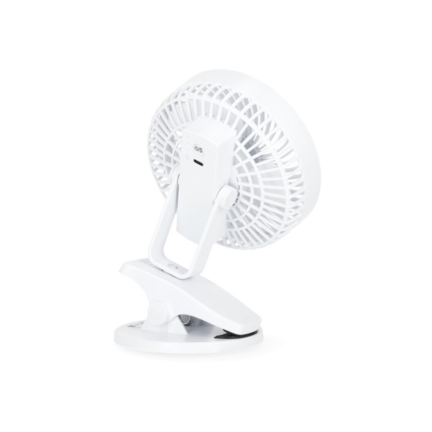 Polnilni namizni ventilator s sponko VIENTO 6W/5V 2000 mAh bela