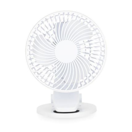Polnilni namizni ventilator s sponko VIENTO 6W/5V 2000 mAh bela