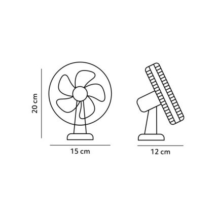 Polnilni namizni ventilator s sponko VIENTO 6W/5V 2000 mAh bela