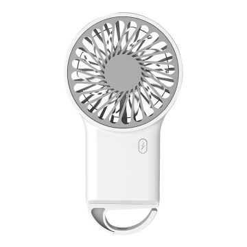 Polnilni žepni ventilator 3 W/5 V, 300 mAh, bel