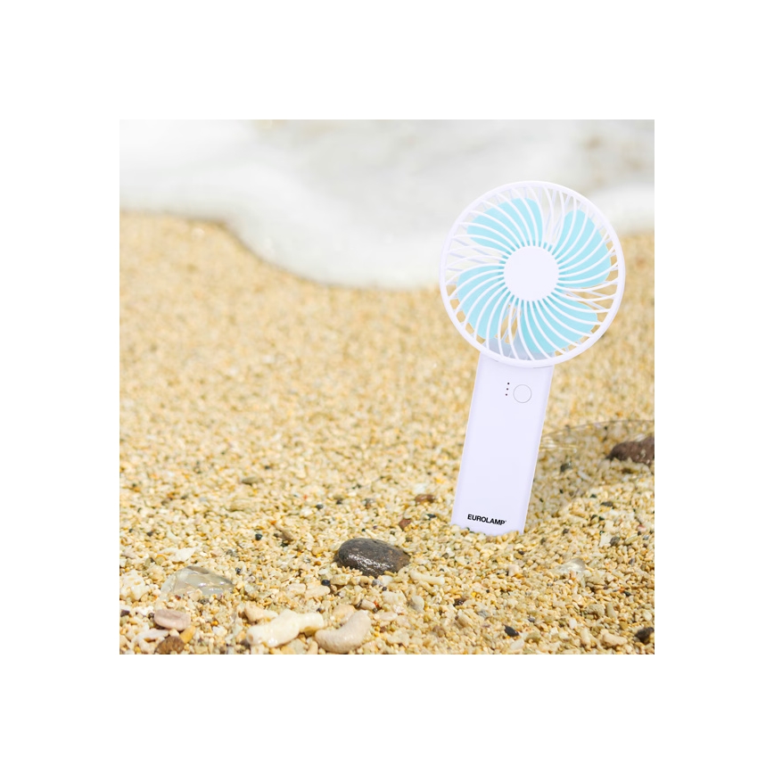 Polnilni žepni ventilator 4W/5V 1200 mAh bel/moder