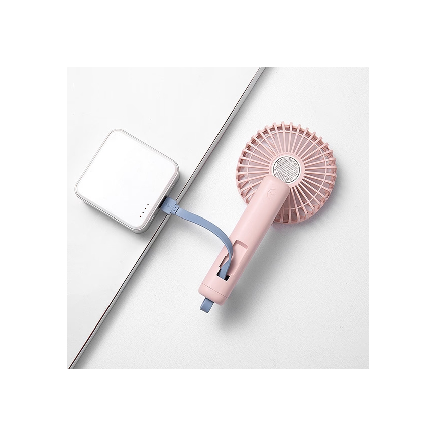Polnilni žepni ventilator 5W/5V, 1200 mAh, roza