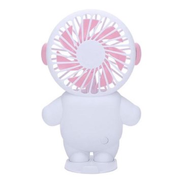Polnljiv žepni ventilator 4,5W/5V 500 mAh bela/rožnata