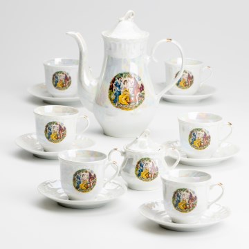Porcelan čaj set biserna bela