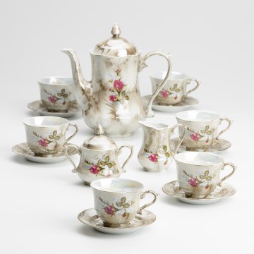 Porcelan čaj set marmor rjava vrtnica