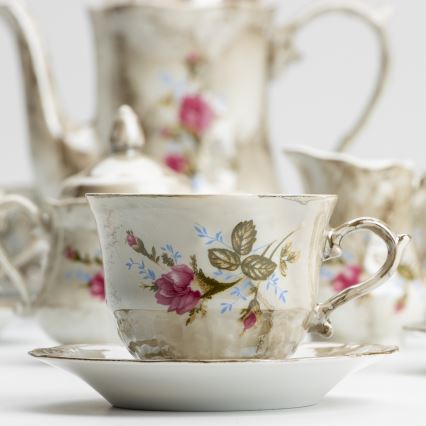 Porcelan čaj set marmor rjava vrtnica