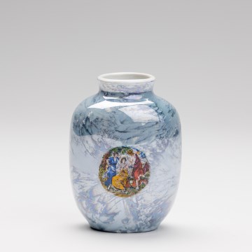 Porcelan vaza 12,5x9 cm biserna modra gracie