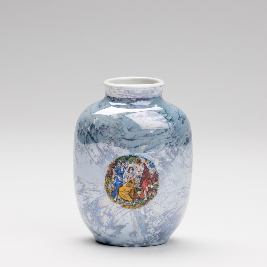 Porcelan vaza 12,5x9 cm biserna modra gracie