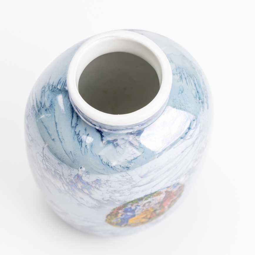 Porcelan vaza 12,5x9 cm biserna modra gracie