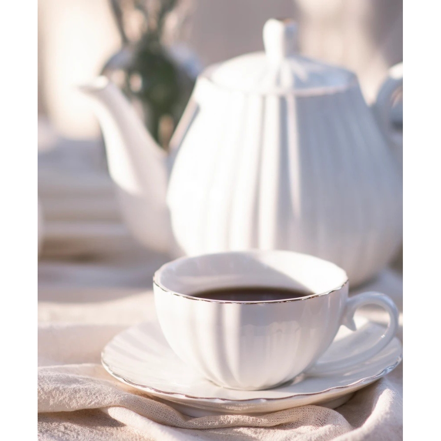 Porcelanast 15-delni kavni komplet, bel