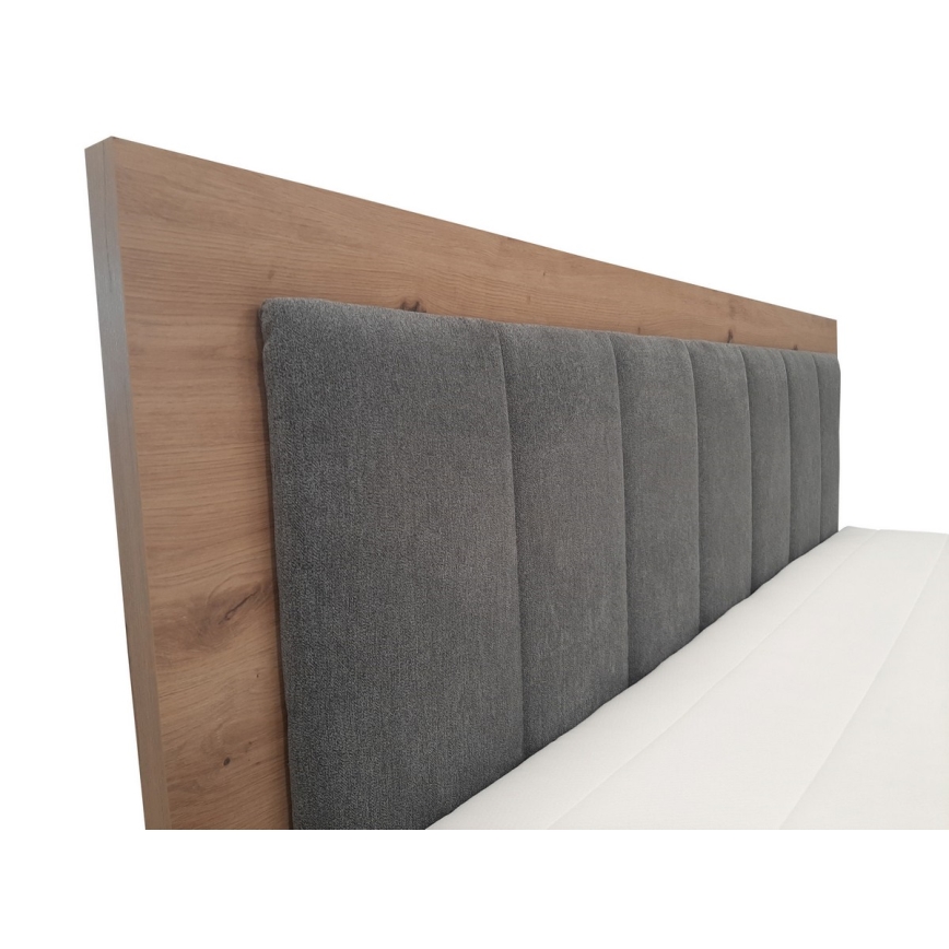 Postelja z vzmetnico in topperjem s prostorom za shranjevanje JASMINE 180x200 cm siva