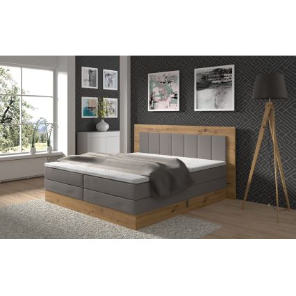 Postelja z vzmetnico in topperjem s prostorom za shranjevanje JASMINE 180x200 cm siva