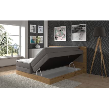 Postelja z vzmetnico in topperjem s prostorom za shranjevanje JASMINE 180x200 cm siva